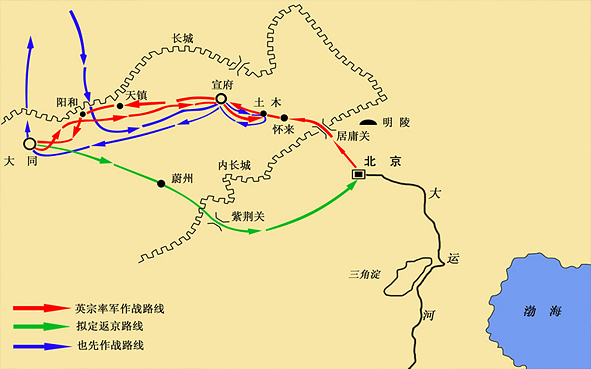 网络图片：明英宗土木堡之变示意图