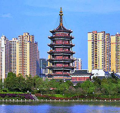 怀化市-鹤城区-鹤鸣洲（听溪阁）·潕水（滨河）风景区